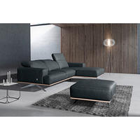 ECKSOFA  in Echtleder Blau  295/187 cm  - Chromfarben/Blau, Design, Leder/Metall (295/187cm) - Livetastic