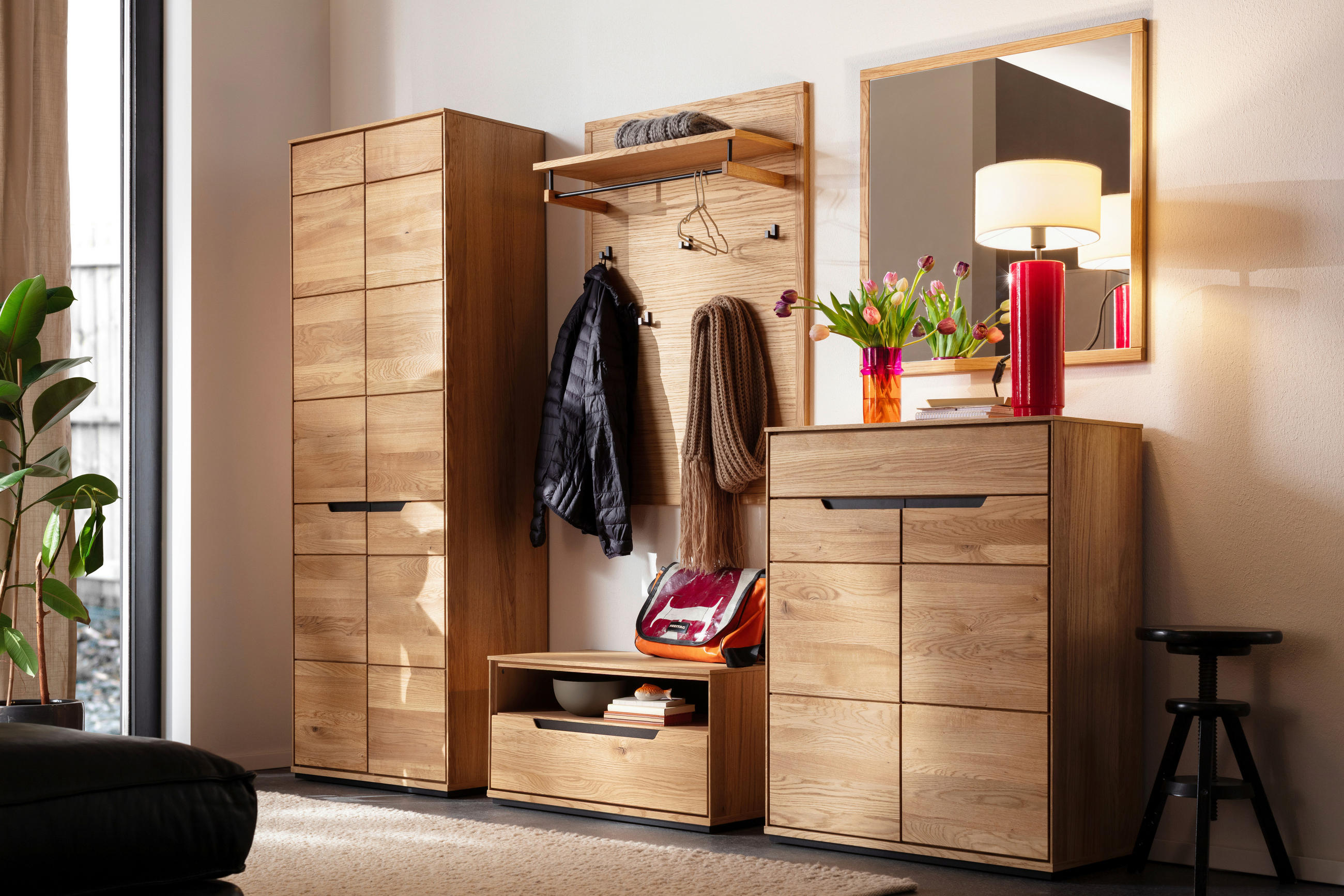 GARDEROBE 5-teilig in 267/195/41 cm - Wildeiche, Natur, Holz/Holzwerkstoff (267/195/41cm) - Linea Natura
