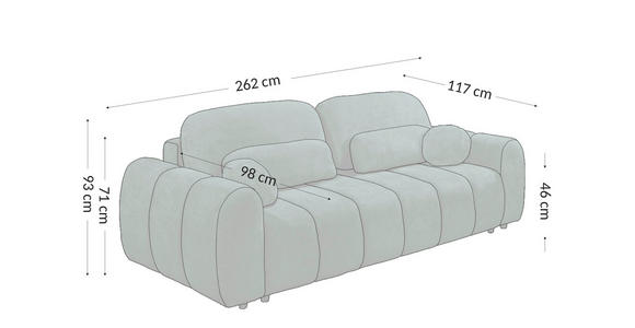 SCHLAFSOFA  mit Webstoff Grau  - Schwarz/Grau, KONVENTIONELL, Kunststoff/Textil (262/93/117cm) - Carryhome