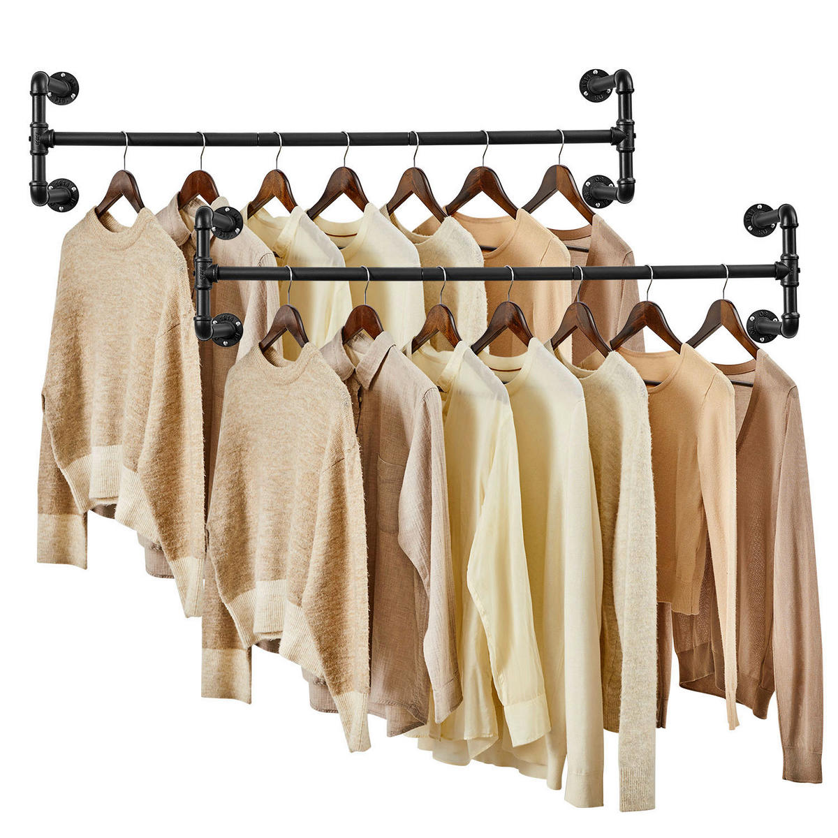 Wandgarderobe 2er Set - Schwarz, Basics, Metall (30/112cm)
