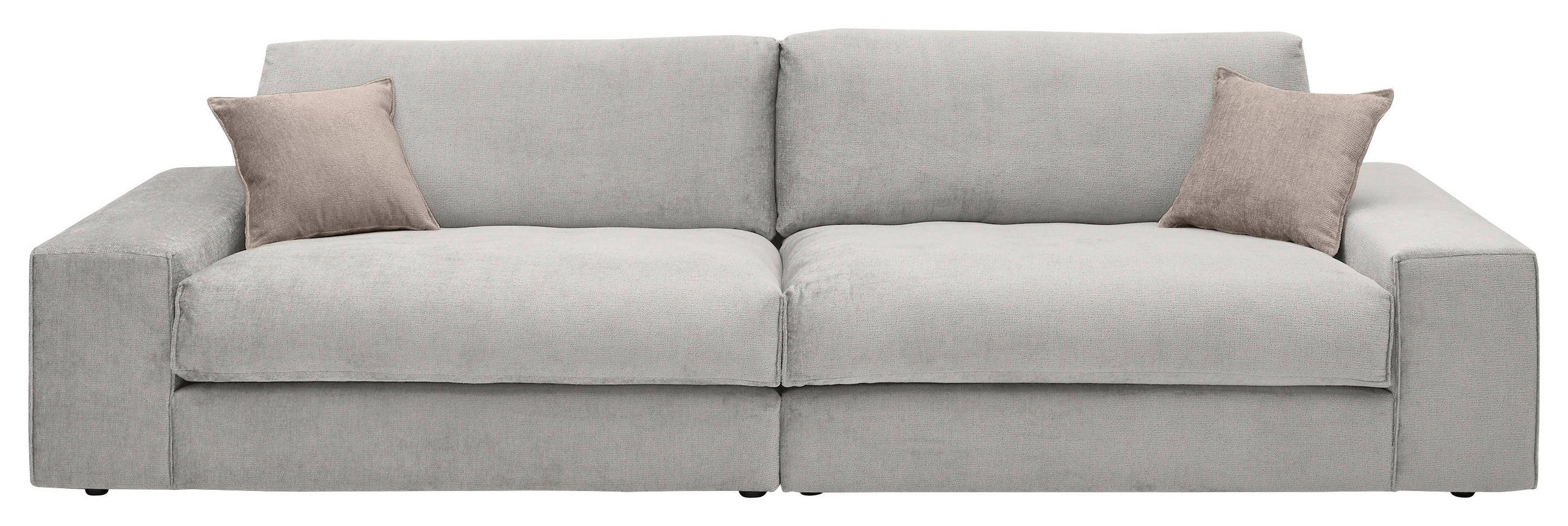 BIGSOFA Chenille Grau  - Beige/Schwarz, KONVENTIONELL, Kunststoff/Textil (300/81/120cm) - SetOne by Musterring