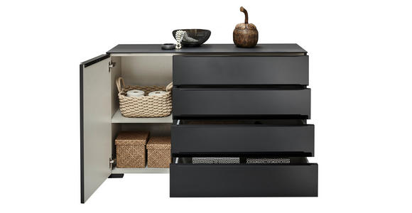 KOMMODE 120/77/40 cm in Anthrazit, Schwarz, Eiche dunkel - Eiche dunkel/Anthrazit, Design, Glas/Holz (120/77/40cm) - Dieter Knoll