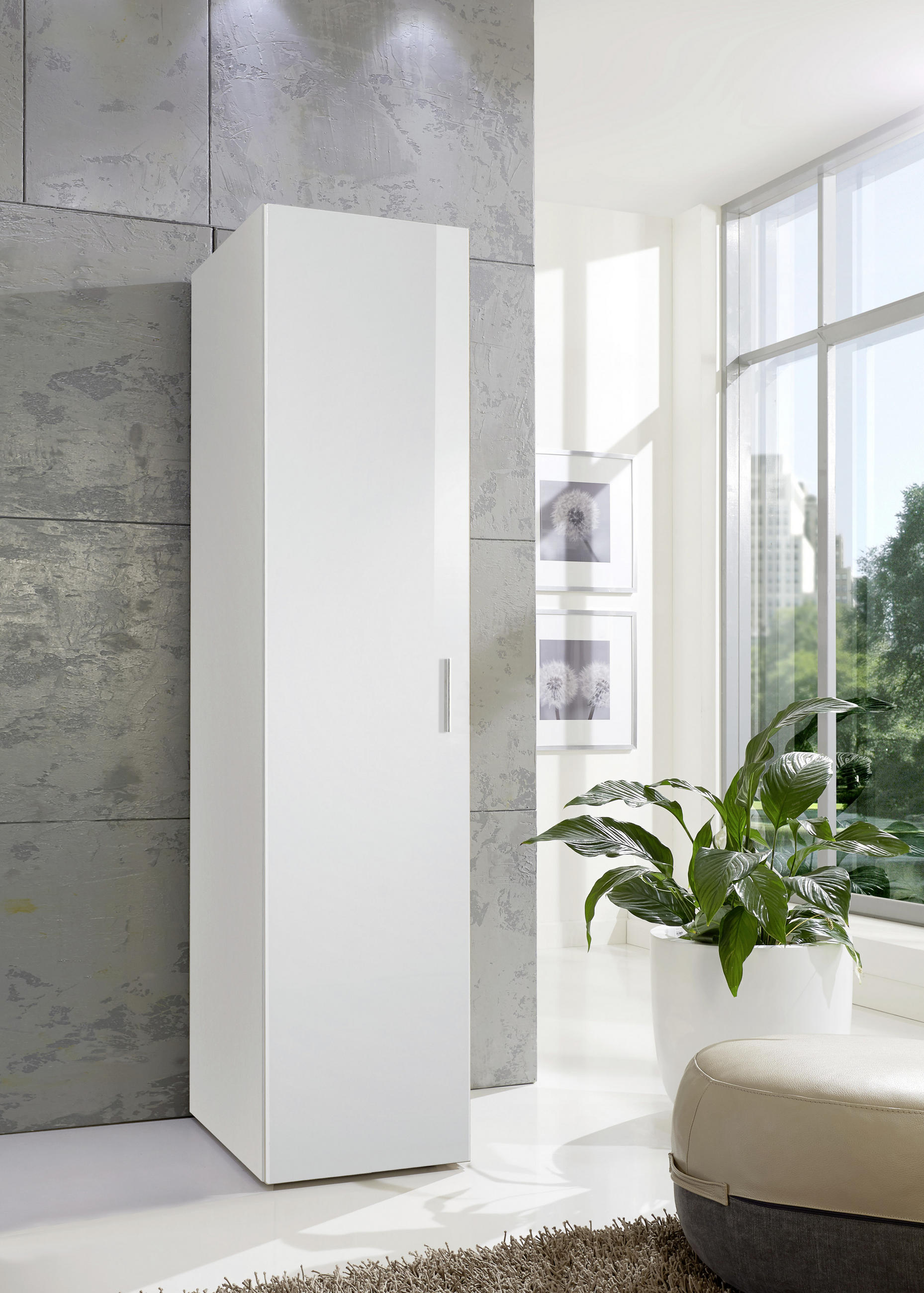 SCHRANK Weiß - Chromfarben/Weiß, KONVENTIONELL, Holzwerkstoff/Kunststoff (45/185/40cm) - Xora