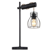 TISCHLEUCHTE 33/18/55 cm   - Champagner/Schwarz, Basics, Holz/Textil (33/18/55cm) - Globo