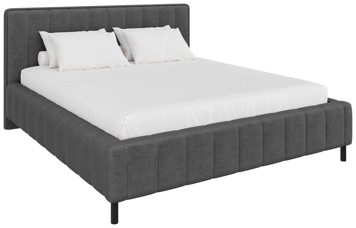 POLSTERBETT 180/200 cm  Anthrazit  - Anthrazit/Schwarz, Design, Holz/Textil (180/200cm) - Carryhome