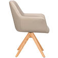 ARMLEHNSTUHL  in Echtleder pigmentiert  - Taupe/Eichefarben, Design, Leder/Holz (60/87,5/63,5cm) - Novel