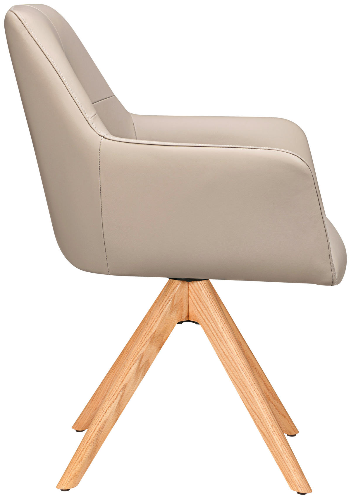 ARMLEHNSTUHL  in Echtleder pigmentiert  - Taupe/Eichefarben, Design, Leder/Holz (60/87,5/63,5cm) - Novel