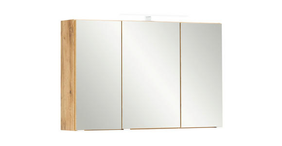 SPIEGELSCHRANK 100/64/20 cm - Eiche Wotan/Alufarben, Natur, Glas/Holzwerkstoff (100/64/20cm) - Xora