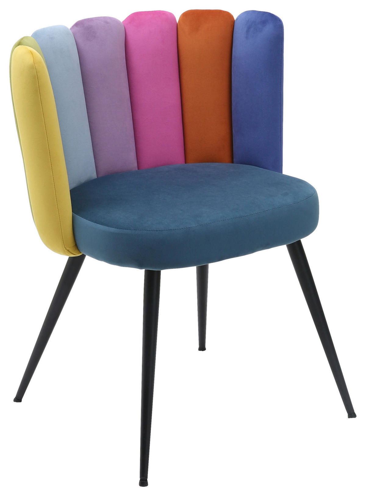 STUHL Samt Multicolor  - Multicolor/Schwarz, Design, Textil/Metall (58,5/79/55,5cm) - home24