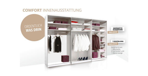 DREHTÜRENSCHRANK inkl. Zubehör 298/240/63 cm,  in Eiche Artisan, Elfenbein, 6-türig  - Elfenbein/Alufarben, Design, Holzwerkstoff/Metall (298/240/63cm) - Dieter Knoll