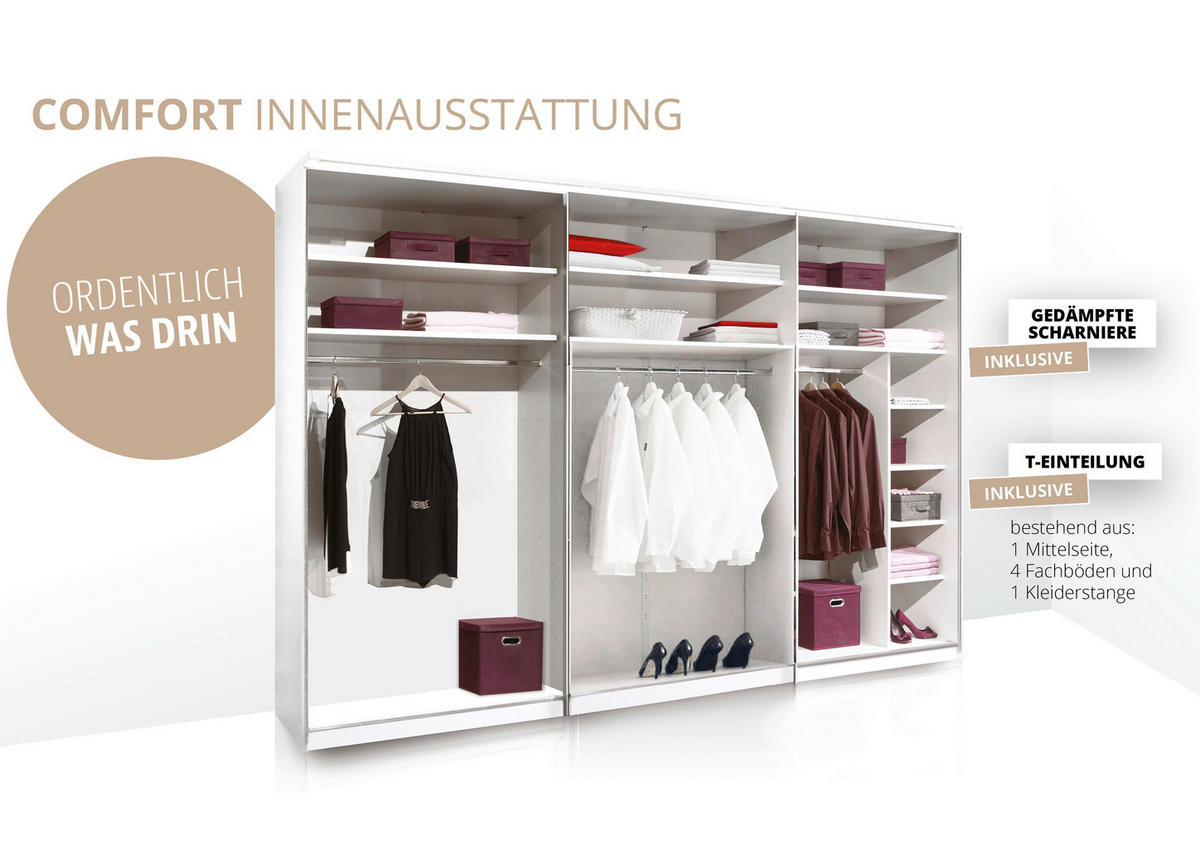 DREHTÜRENSCHRANK inkl. Zubehör 298/240/63 cm,  in Eiche Artisan, Elfenbein, 6-türig  - Elfenbein/Alufarben, Design, Holzwerkstoff/Metall (298/240/63cm) - Dieter Knoll