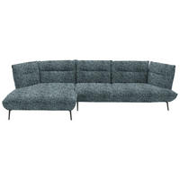 ECKSOFA in Flachgewebe Blaugrau  153/339 cm  - Blaugrau/Schwarz, Design, Textil/Metall (153/339cm) - Moderano