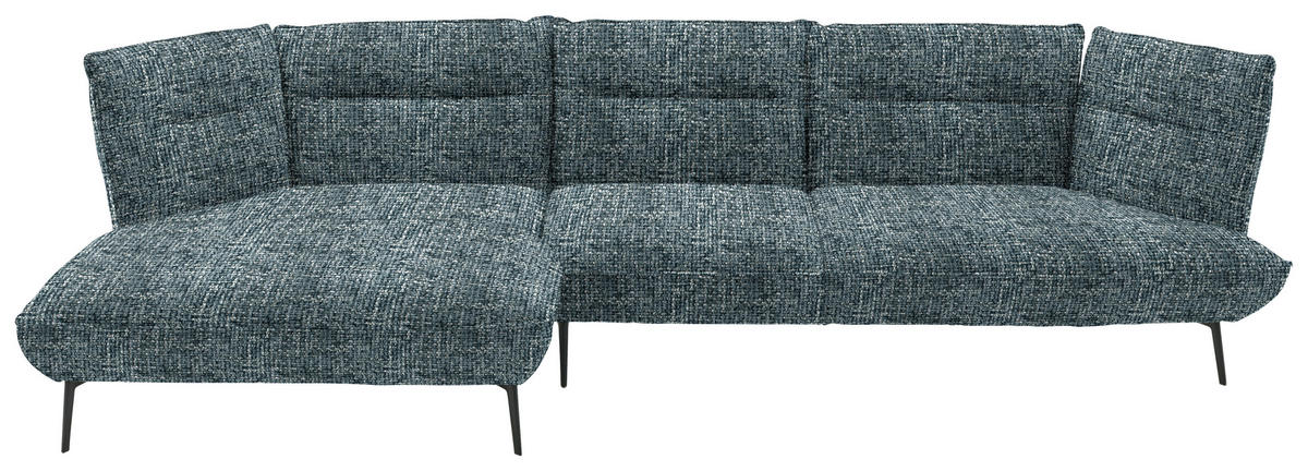 ECKSOFA in Flachgewebe Blaugrau  153/339 cm  - Blaugrau/Schwarz, Design, Textil/Metall (153/339cm) - Moderano