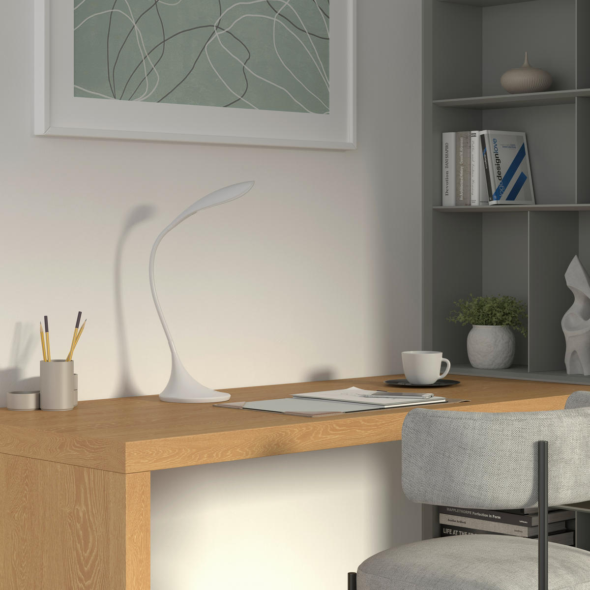 SCHREIBTISCHLEUCHTE - Weiss, Basics, Kunststoff (22/17/37,5cm) - Novel