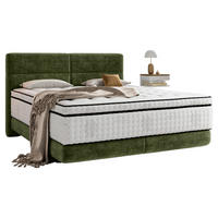 BOXSPRINGBETT 140/200 cm,  in Olivgrün, Matratze, Topper, H3 + H3 = fest  - Schwarz/Olivgrün, KONVENTIONELL, Holz/Textil (140/200cm) - Esposa