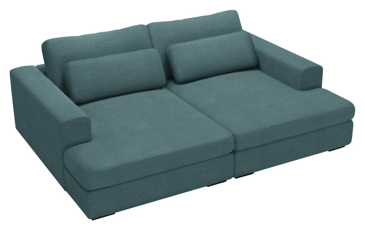 BIGSOFA in Cord Salbeigrün  - Salbeigrün/Schwarz, Design, Textil (223/80/158cm) - Lomoco