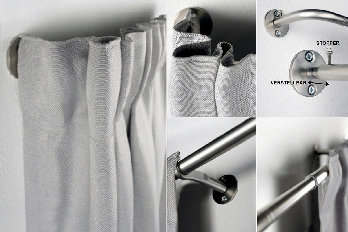 VORHANGSTANGENSET  120 cm  - Grau Hochglanz, Design, Metall (120cm)