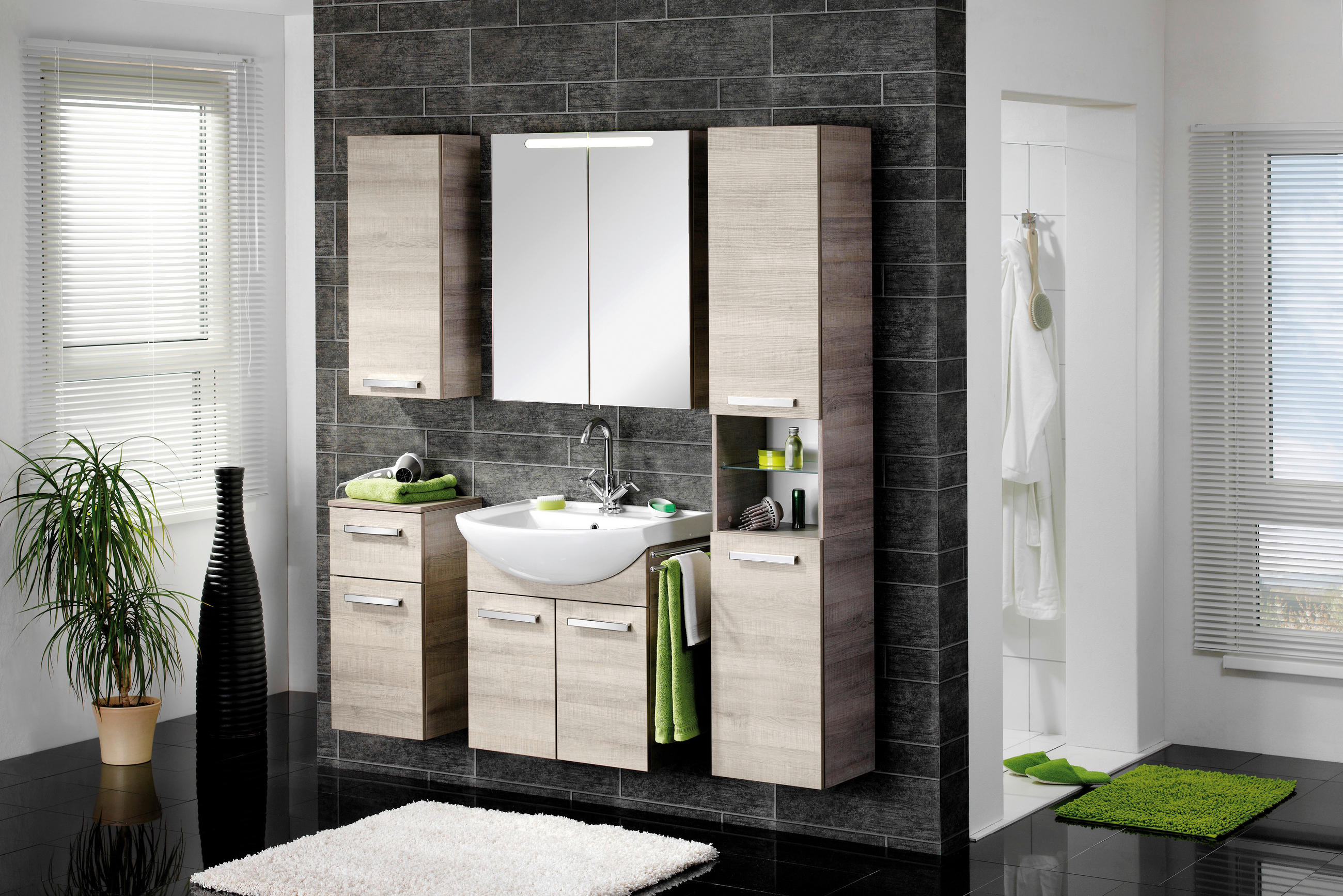 UNTERSCHRANK 35/69/32 cm   - Eichefarben/Silberfarben, MODERN, Glas/Holzwerkstoff (35/69/32cm) - MID.YOU