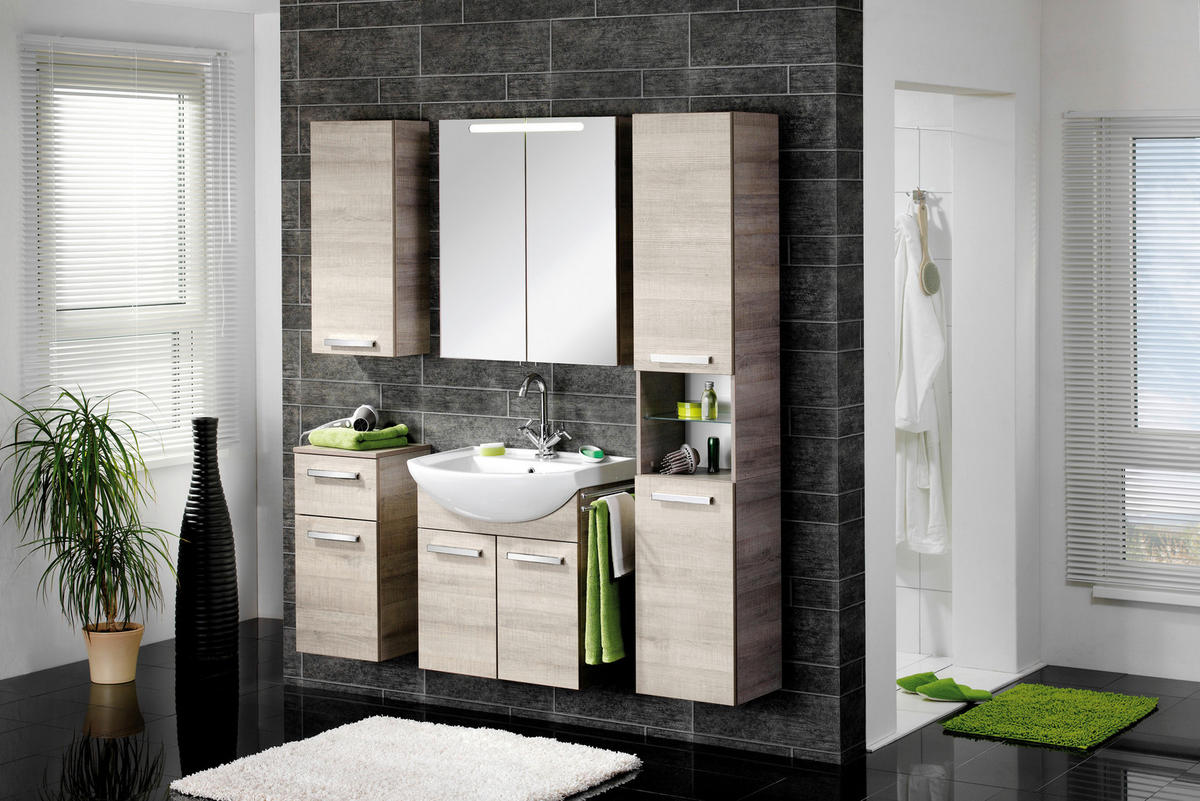 UNTERSCHRANK 35/69/32 cm   - Eichefarben/Silberfarben, MODERN, Glas/Holzwerkstoff (35/69/32cm) - MID.YOU
