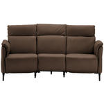 TRAPEZSOFA Echtleder Braun  - Schwarz/Braun, KONVENTIONELL, Leder/Metall (221/103/95cm) - Dieter Knoll