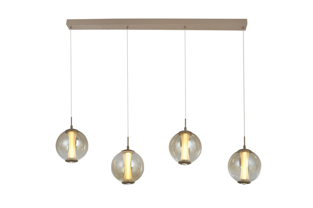 LED-HÄNGELEUCHTE Orleans 120/150/18 cm  - Sandfarben, Design, Glas/Metall (120/150/18cm)