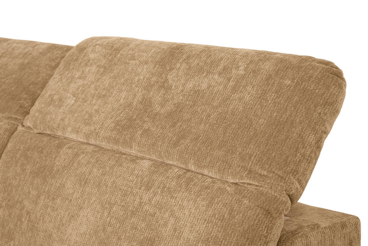 ECKSOFA Hellbraun Chenille Kopfteilverstellung, Sitztiefenverstellung  - Hellbraun/Schwarz, Design, Textil/Metall (243/307cm) - Xora