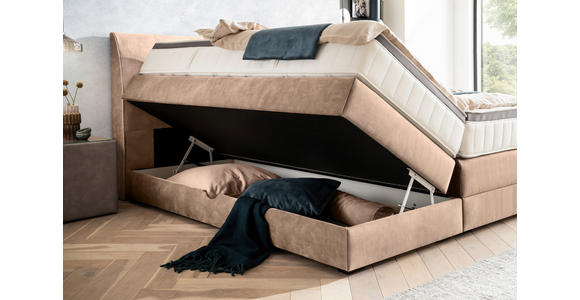 BOXSPRINGBETT 180/200 cm in Hellbraun - Wengefarben/Hellbraun, KONVENTIONELL, Holz/Textil (180/200cm) - Novel