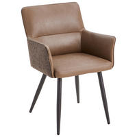 ARMLEHNSTUHL  in Eisen Lederlook, Webstoff  - Schwarz/Braun, MODERN, Holz/Textil (56/88/60cm) - Livetastic
