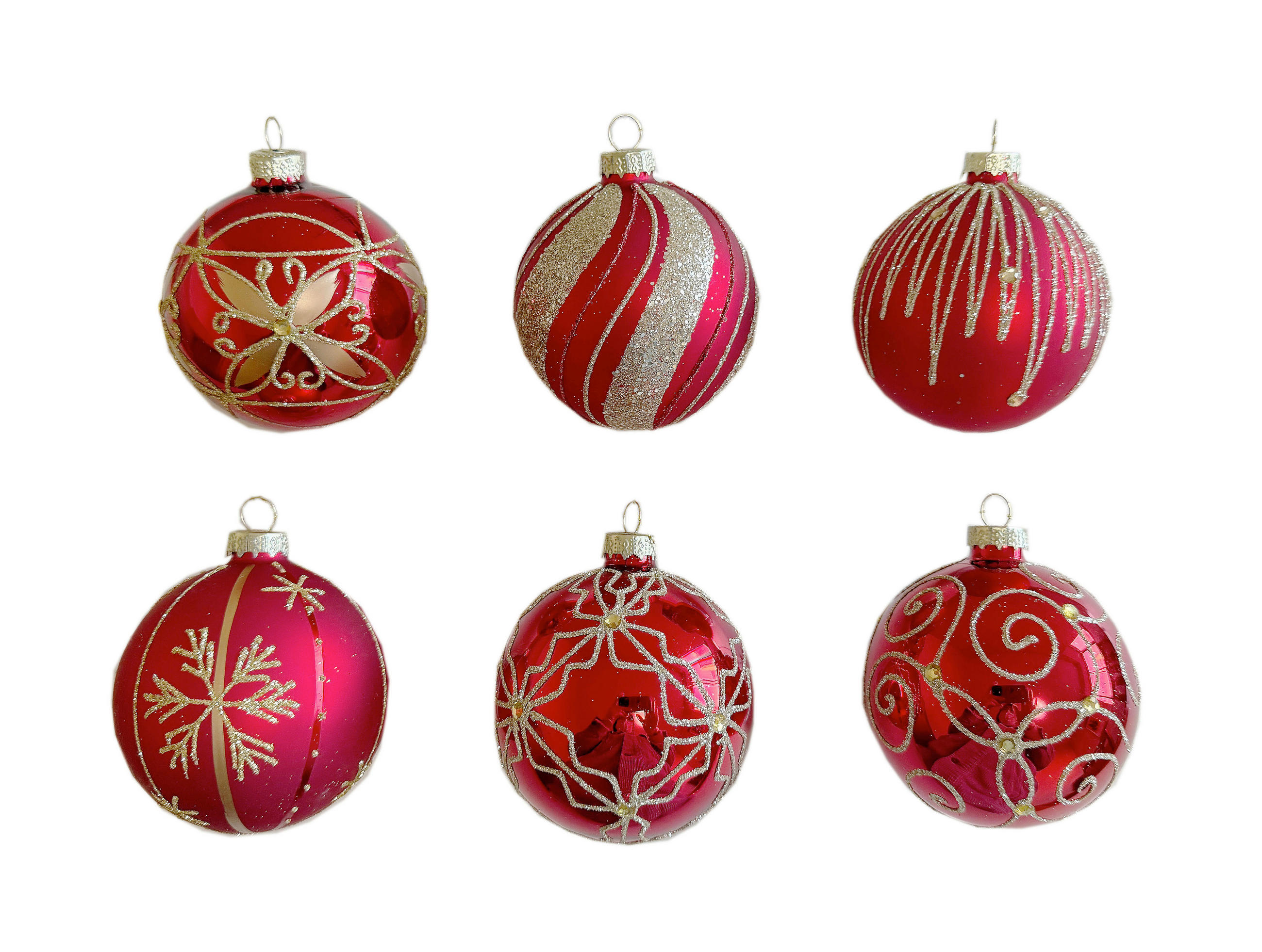 KARÁCSONYFAGÖMB - piros/aranyszínű, Lifestyle, műanyag/üveg (6cm) - X-Mas