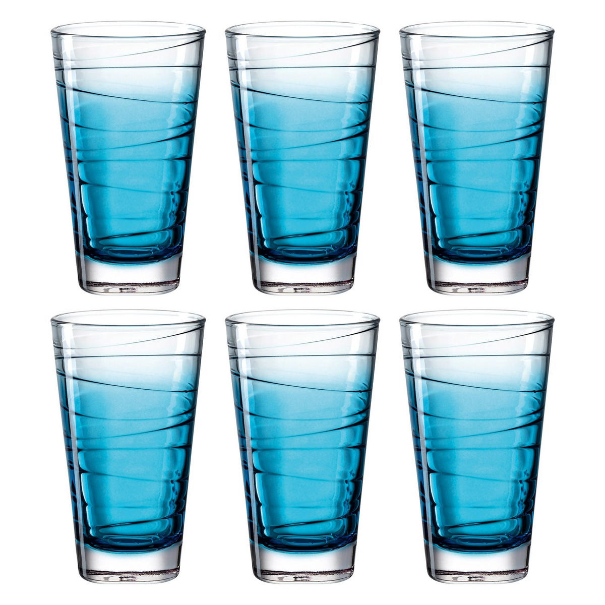 GLÄSERSET Vario 6-teilig  - Blau, Design, Glas (280ml) - Leonardo