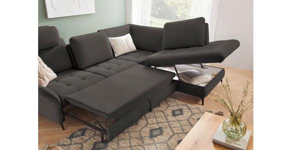 ECKSOFA in Chenille Graubraun  - Graubraun/Schwarz, Natur, Textil/Metall (288/233cm) - Valnatura