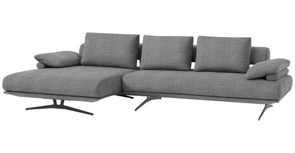 ECKSOFA in Chenille Grau  - Schwarz/Grau, Design, Textil/Metall (168/334cm) - Dieter Knoll