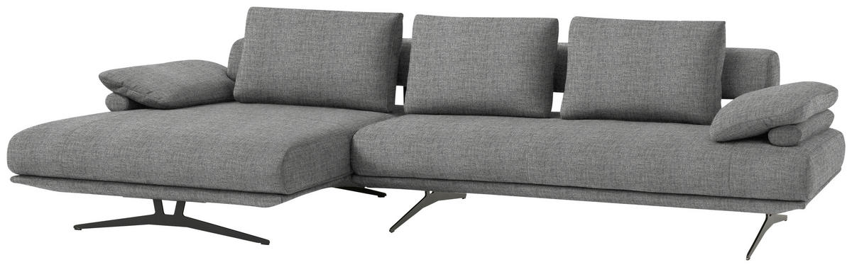 ECKSOFA in Chenille Grau  168/334 cm  - Schwarz/Grau, Design, Textil/Metall (168/334cm) - Dieter Knoll