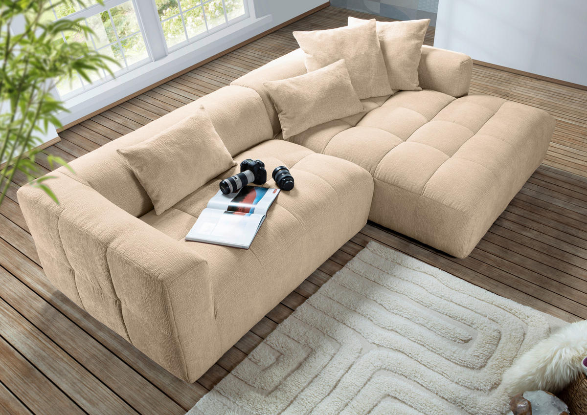 ECKSOFA in Flachgewebe Schlammfarben  - Schlammfarben/Schwarz, Konventionell, Kunststoff/Textil (280/170cm) - Carryhome