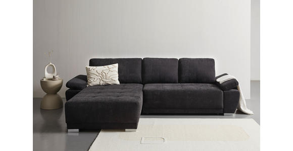 ECKSOFA  in Chenille Schwarz  - Silberfarben/Schwarz, KONVENTIONELL, Holz/Textil (187/293cm) - Carryhome
