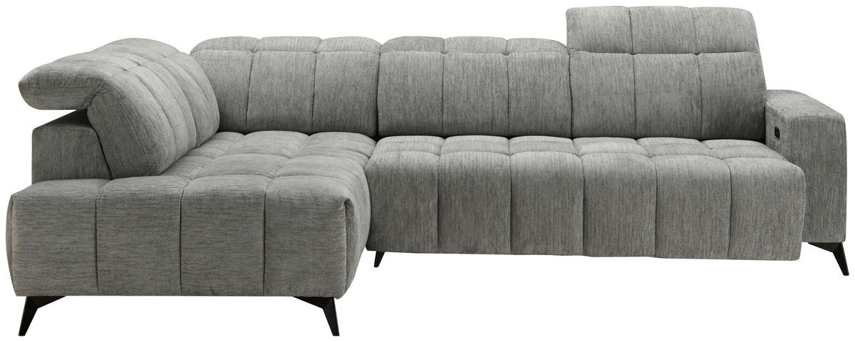 SEDEŽNA GARNITURA, šenilja temno siva  - temno siva/črna, Design, kovina/tekstil (214/293cm) - Xora