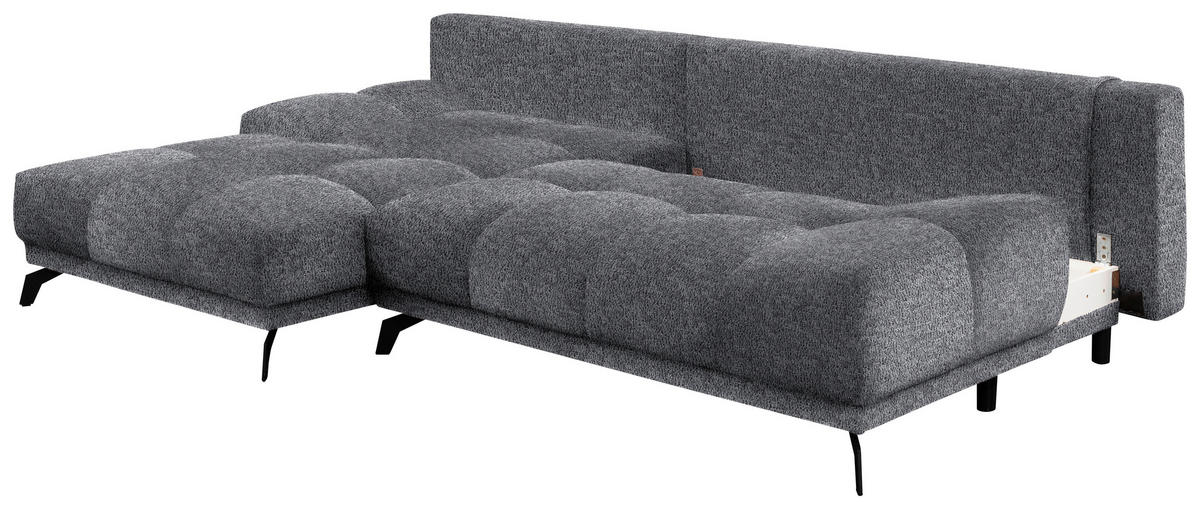 ECKSOFA in Chenille Dunkelgrau  - Dunkelgrau/Schwarz, Modern, Textil/Metall (182/290cm) - Hom`in