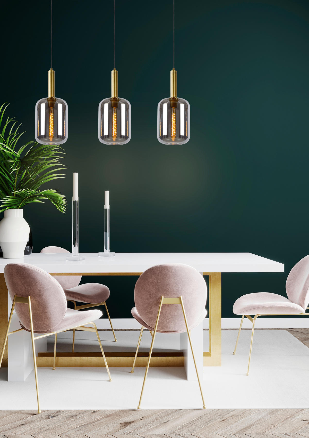 HÄNGELEUCHTE 110/22/150 cm    - Hellgrau, Design, Glas (110/22/150cm) - Lucide