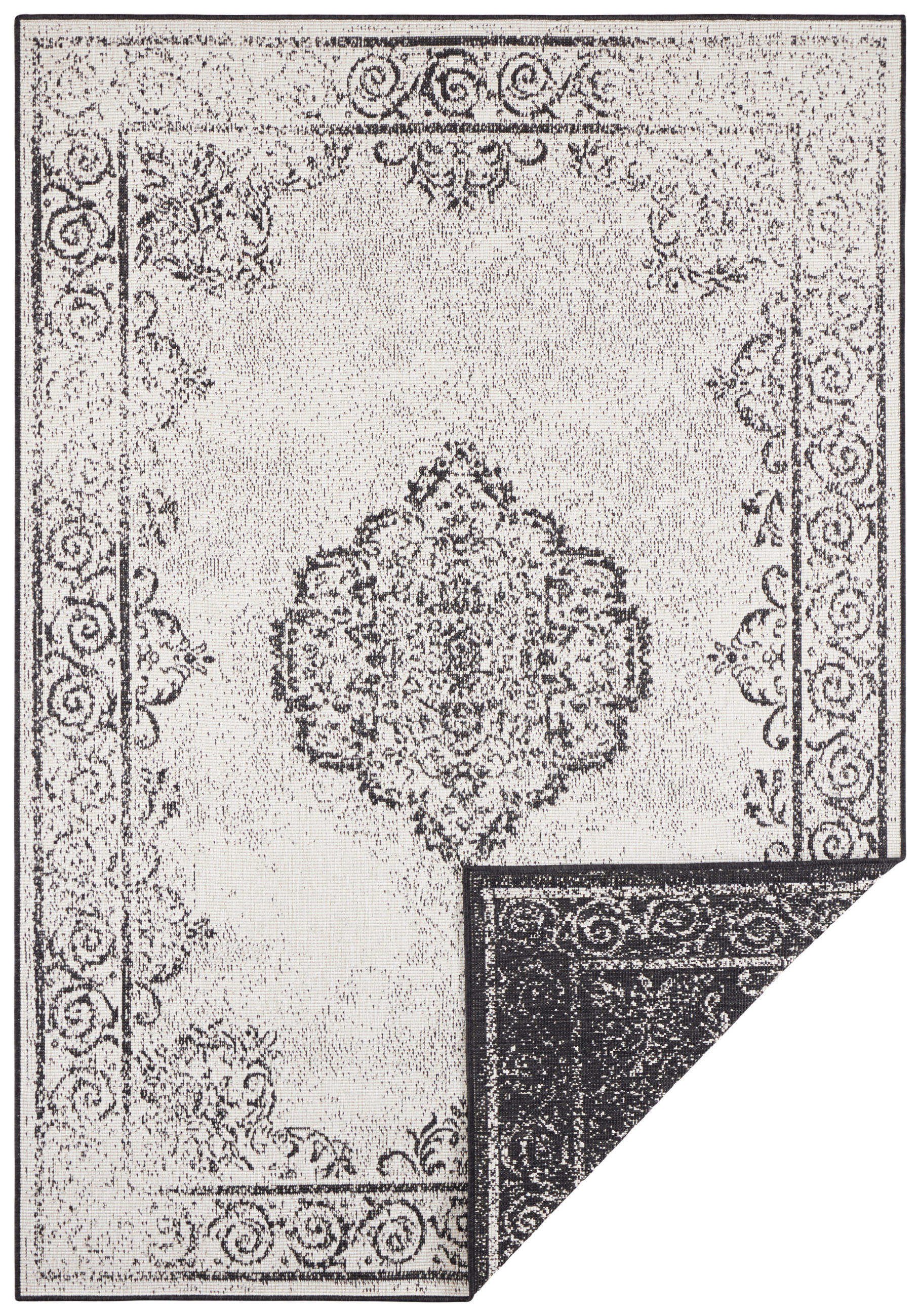 OUTDOORTEPPICH 80/150 cm Twin Supreme Creme, Schwarz  - Creme/Schwarz, Design, Kunststoff (80/150cm) - Hanse Home