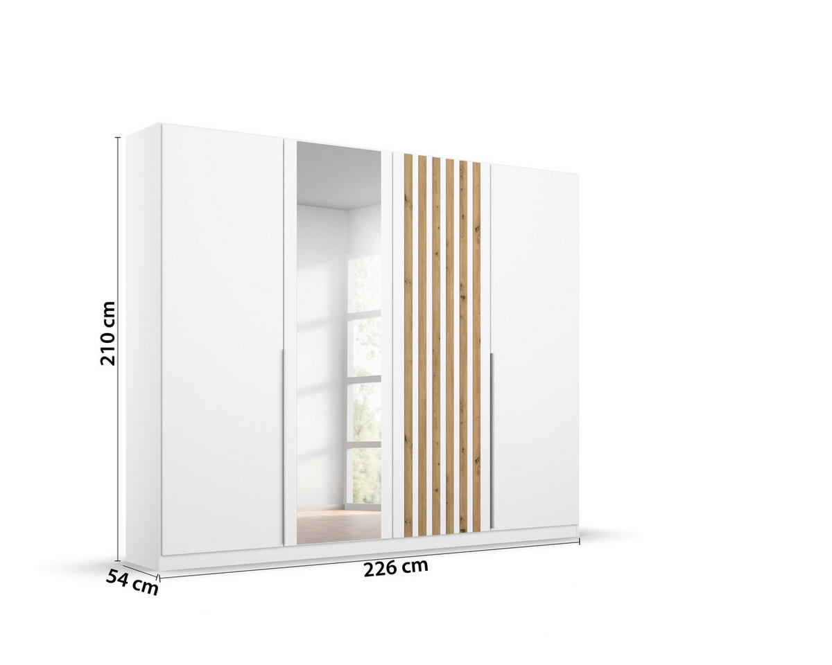 NYÍLÓAJTÓS SZEKRÉNY fehér, Artisan tölgy  - alumínium színű/Artisan tölgy, Modern, faalapú anyag/fém (226/210/54cm) - Xora