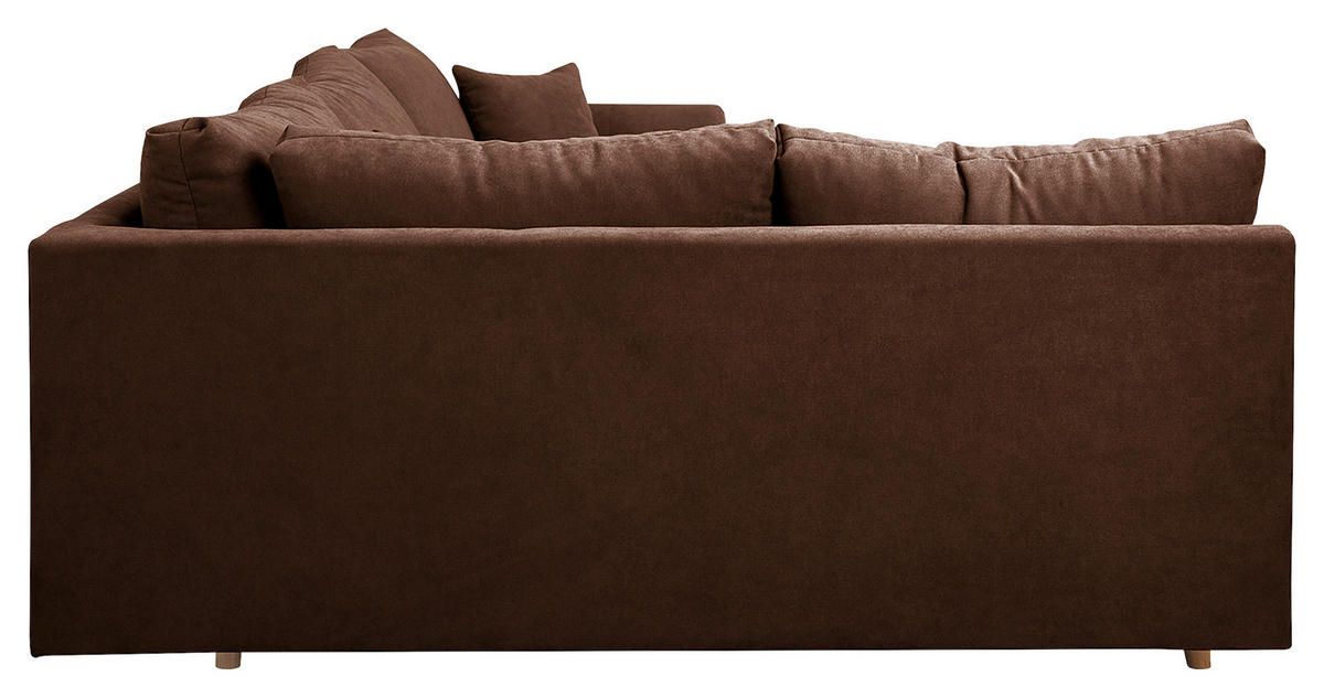 ECKSOFA Ariella in Mikrofaser Dunkelbraun  161/231 cm  - Dunkelbraun/Naturfarben, Design, Holz/Textil (161/231cm) - Livetastic