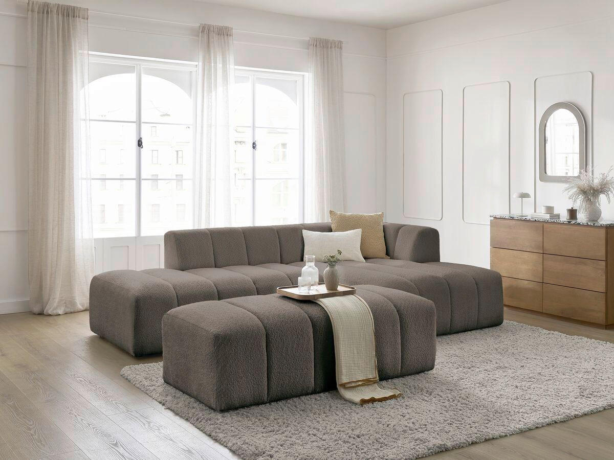 ECKSOFA  ANNECY Taupe Bouclé  - Taupe/Schwarz, MODERN, Kunststoff/Textil (262/170cm)