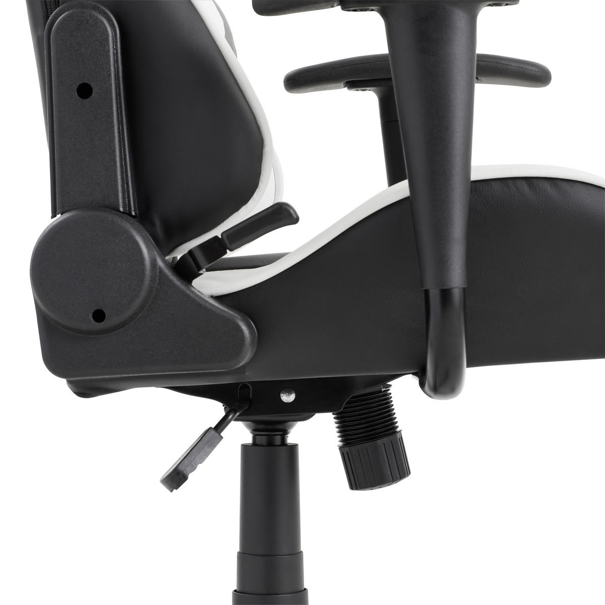 GAMER SZÉK  bőrhatású textil fekete, fehér  - fekete/fehér, Design, műanyag/textil (70/129-138/59cm) - Voleo