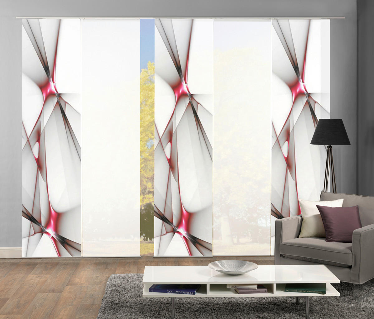 FLÄCHENVORHANG FRANKLIN, 5-TLG  5 Stück    60/245 cm  - Rot, Basics, Textil (60/245cm)