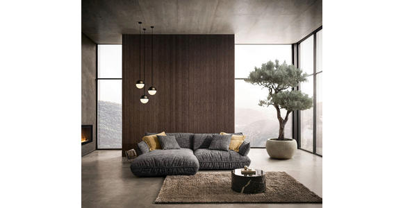 ECKSOFA in Flachgewebe Graubraun 185/264 cm - Graubraun/Schwarz, Design, Kunststoff/Textil (185/264cm) - Emilio Belluti