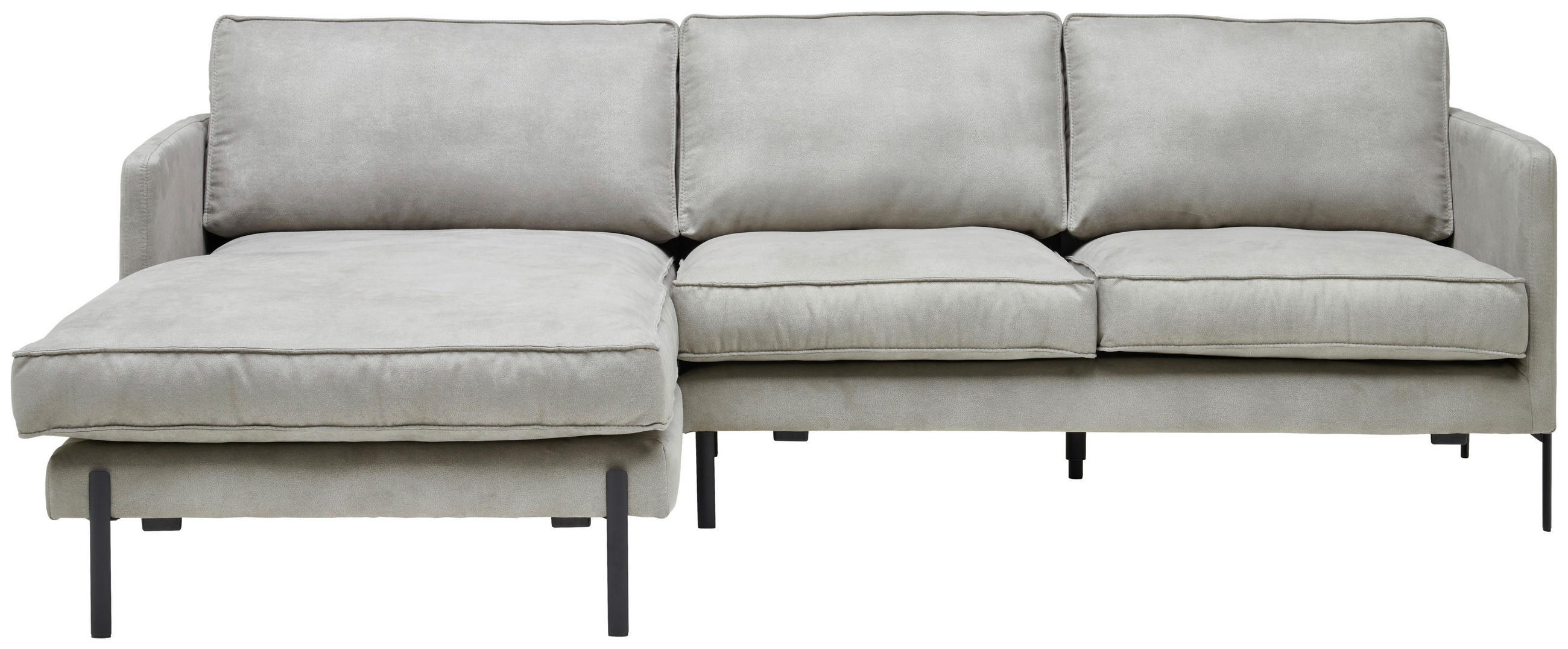 ECKSOFA Flachgewebe Hellgrau  - Hellgrau/Schwarz, Trend, Textil/Metall (154/232cm) - Livetastic