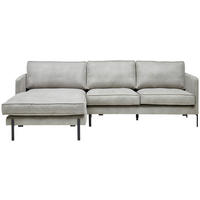 ECKSOFA Hellgrau Flachgewebe  - Hellgrau/Schwarz, Trend, Textil/Metall (154/232cm) - Livetastic