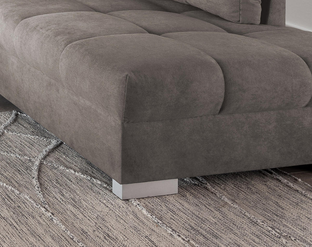 ECKSCHLAFSOFA in Graubraun Textil   - Graubraun/Silberfarben, Design, Holz/Textil (298/202cm) - MID.YOU