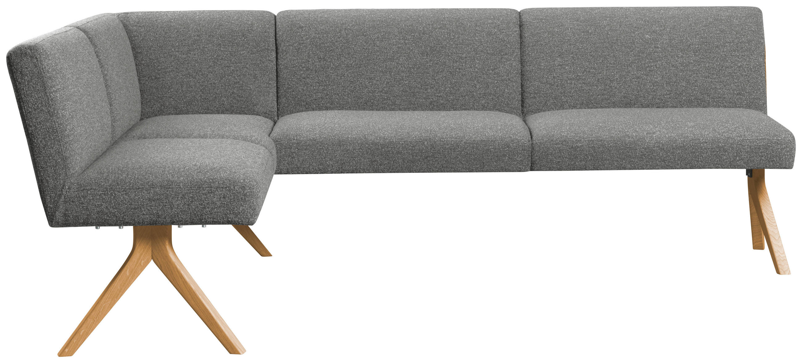ECKBANK 172/218 cm Webstoff Grau Eiche vollmassiv   - Eichefarben/Grau, KONVENTIONELL, Holz/Textil (172/218cm) - Linea Natura