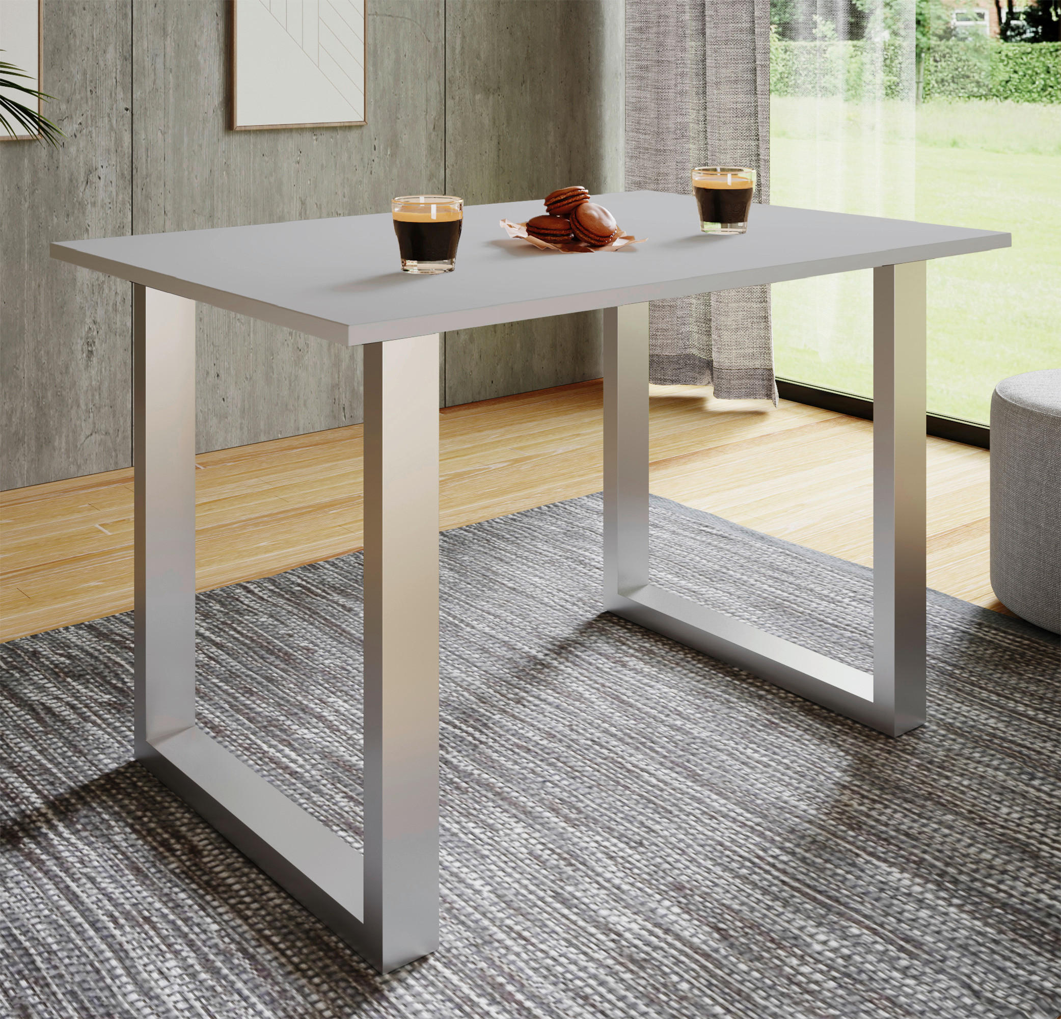 ESSTISCH rechteckig Anthrazit, Silberfarben  - Anthrazit/Silberfarben, Design, Holzwerkstoff/Metall (80/50/76cm) - MID.YOU